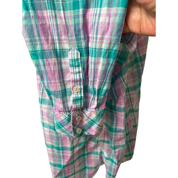 Talbots Womens Plus 2X Cotton Button Up Tulip Plaid Long Sleeves Shirt - Picture 10 of 13